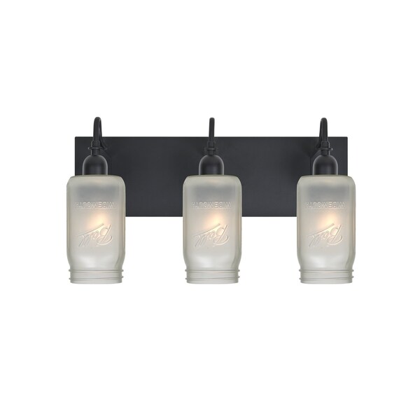 Besa Lighting Milo 4 Vanity, White Frost, Black, 3x60W Incandescent 3WG-MILO4WF-BK - main